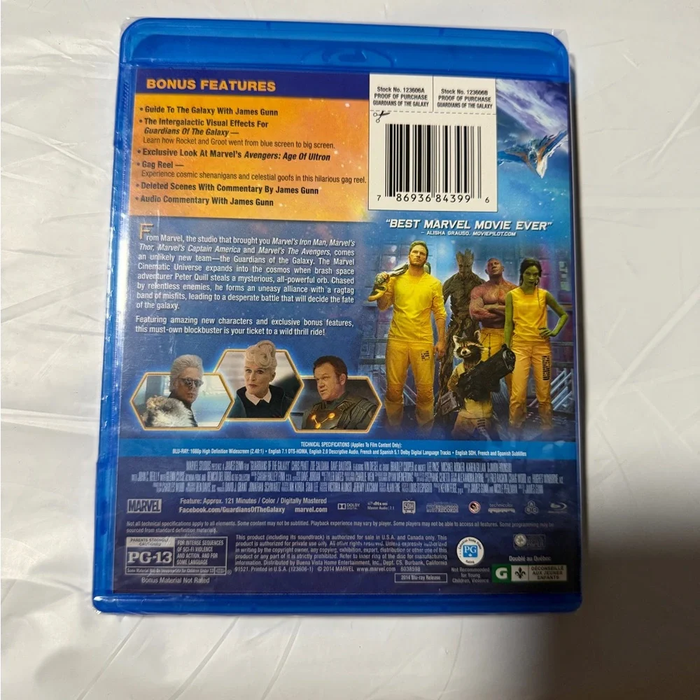Marvel Guardians of the Galaxy Blu-ray — Blue and Yellow Cover Art